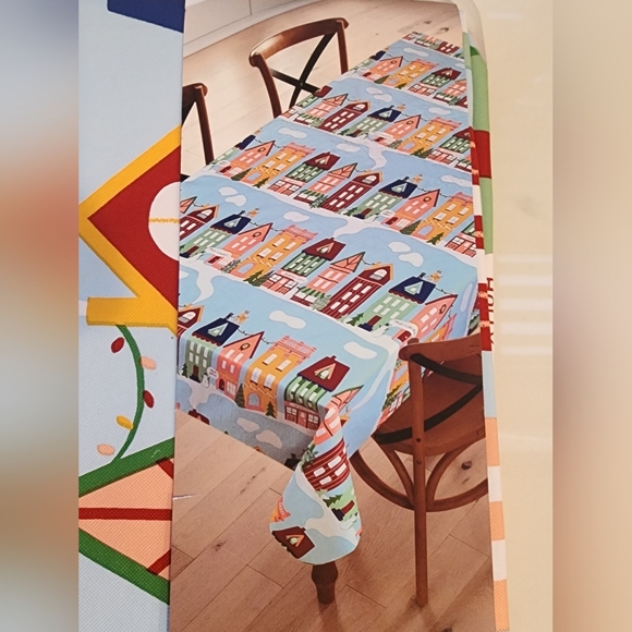 St. Nicholas Square Holiday House Vinyl Table Cloth 50 x 70 - Picture 2 of 5